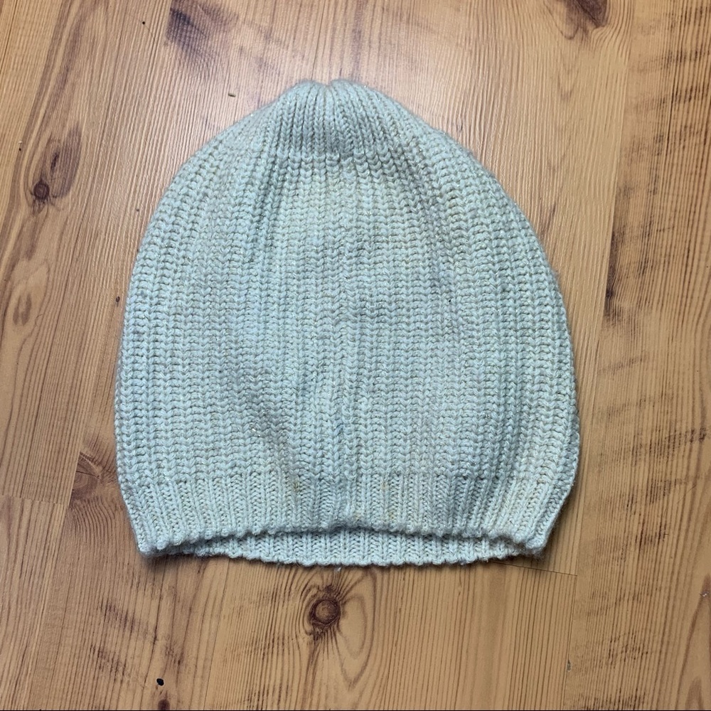 Aerie Cream Shimmer Knit Beanie Hat